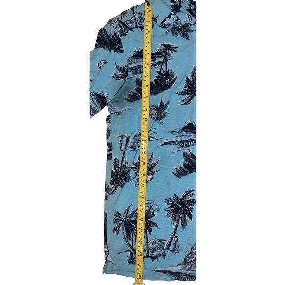 Hawaiian Shirt Small Ocean Breeze Blue Palm Trees Short Sleeve Button Front - Picture 7 of 8